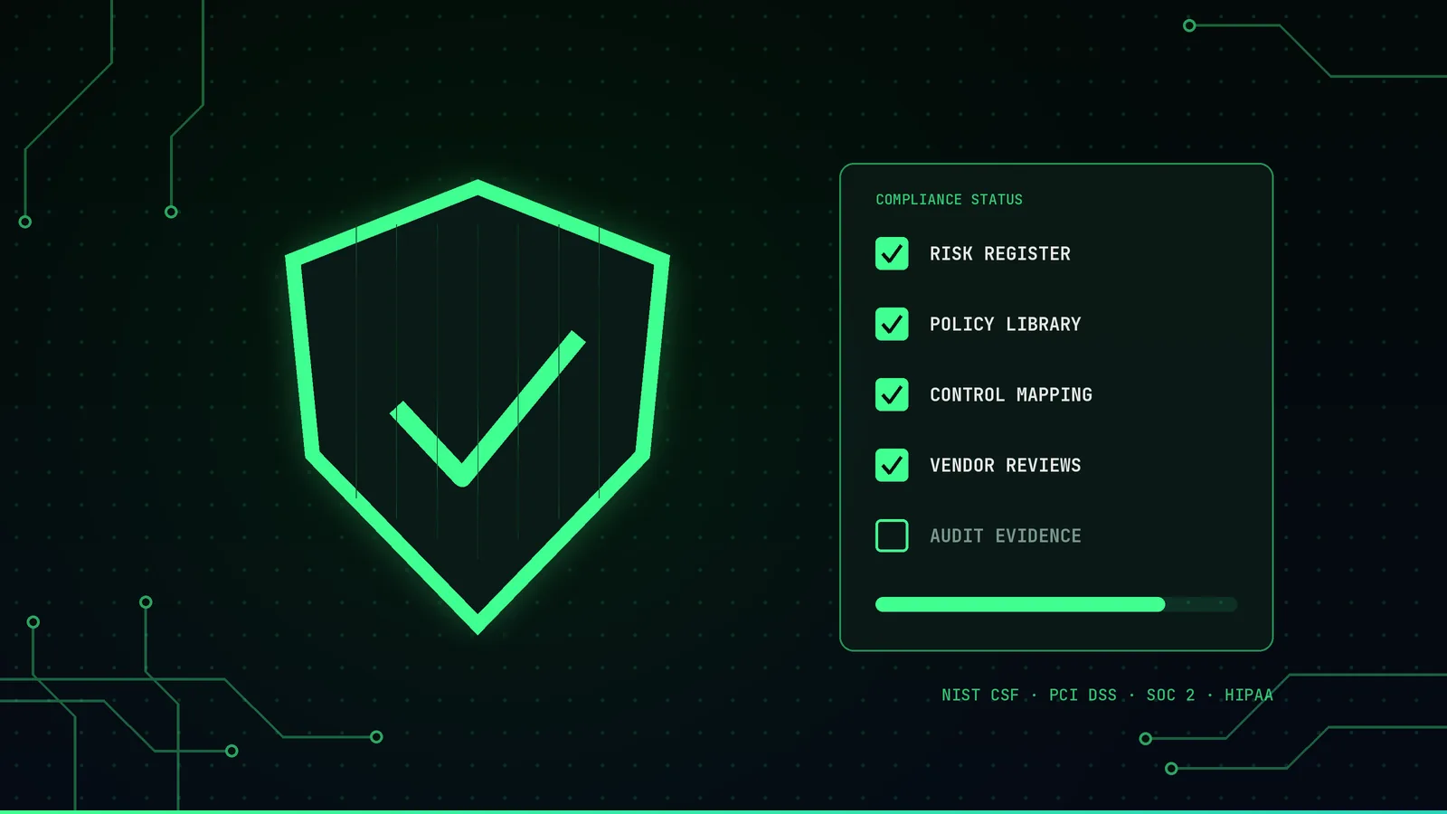 Security shield with a compliance checklist